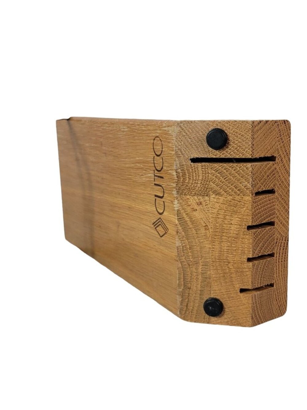 Cutco Space Saver 5 Slot Wood Knife Block Only Metal Bar Stand Honey Oak #1746 - Picture 8 of 11